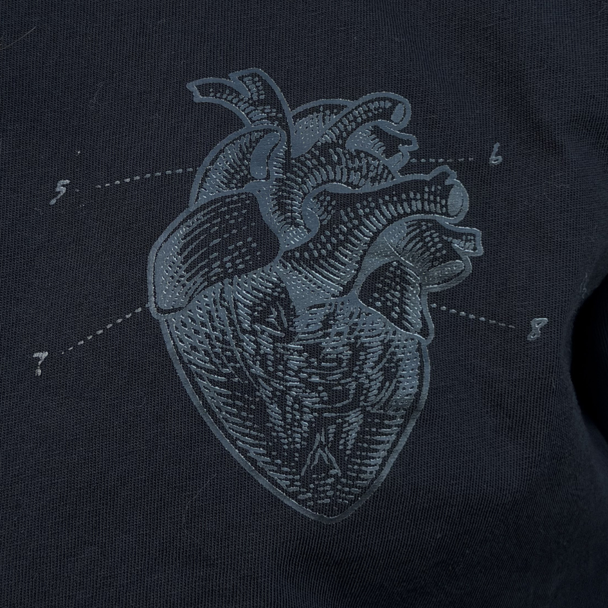 Heart Long Sleeve Tee (Black With Black)