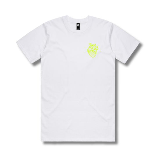 Heart Short Sleeve (White With Neon)